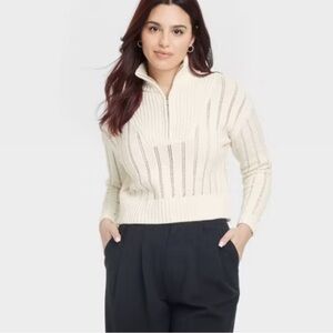 A New Day Women's‎ Mock Turtleneck Quarter Zip Pullover Sweater